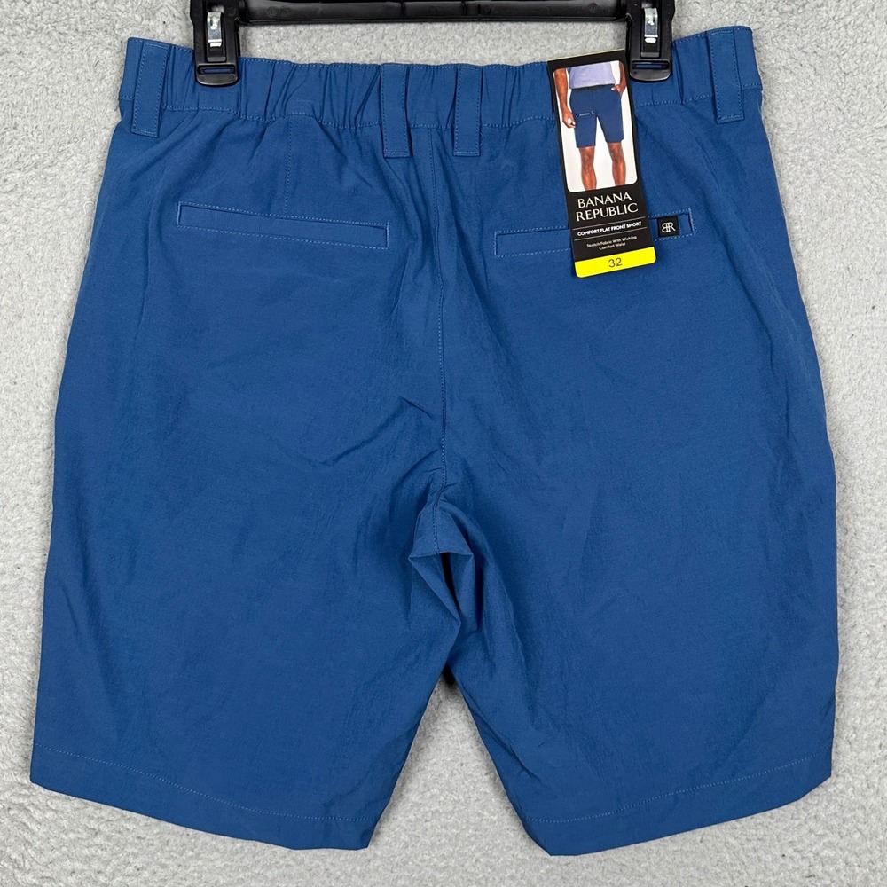 NEW Banana Republic Shorts Mens 32 Dark Blue Chino Comfort Flat Front Stretch